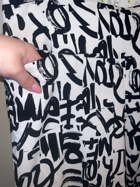 Swing Control Pull On Stretch Golf Pants Size 16 Black White Print - Picture 5 of 12